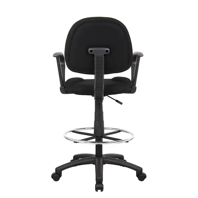 Adjustable Black Loop Arm Drafting Stool with Wheel Casters