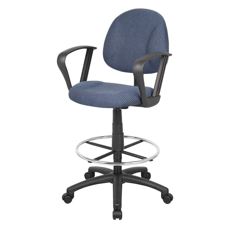 Adjustable Black Loop Arm Drafting Stool with Wheel Casters