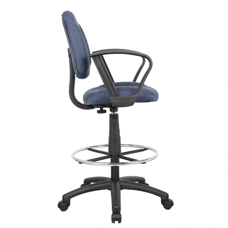 Adjustable Black Loop Arm Drafting Stool with Wheel Casters