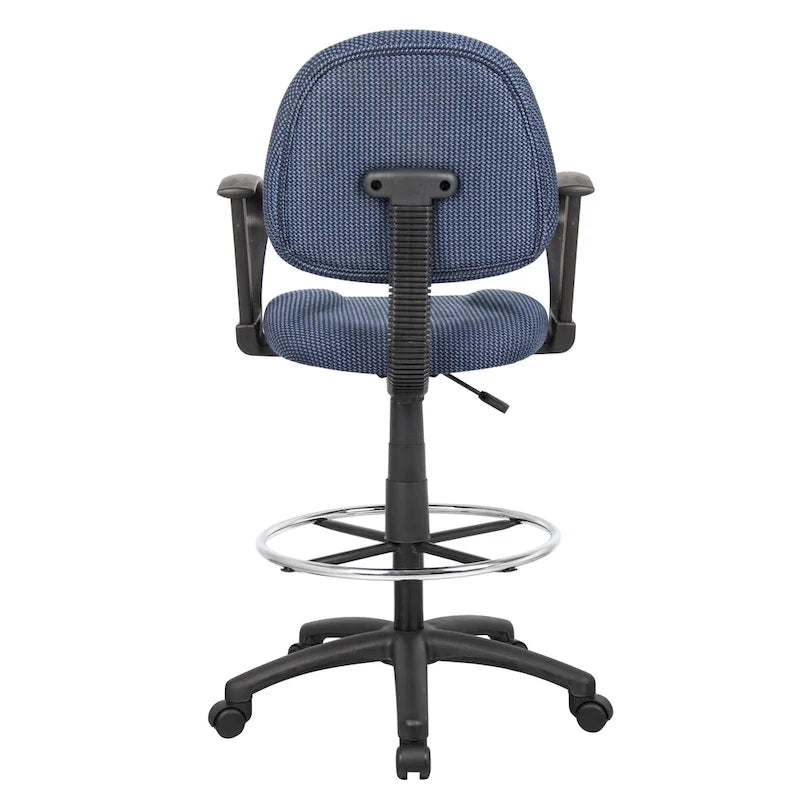 Adjustable Black Loop Arm Drafting Stool with Wheel Casters