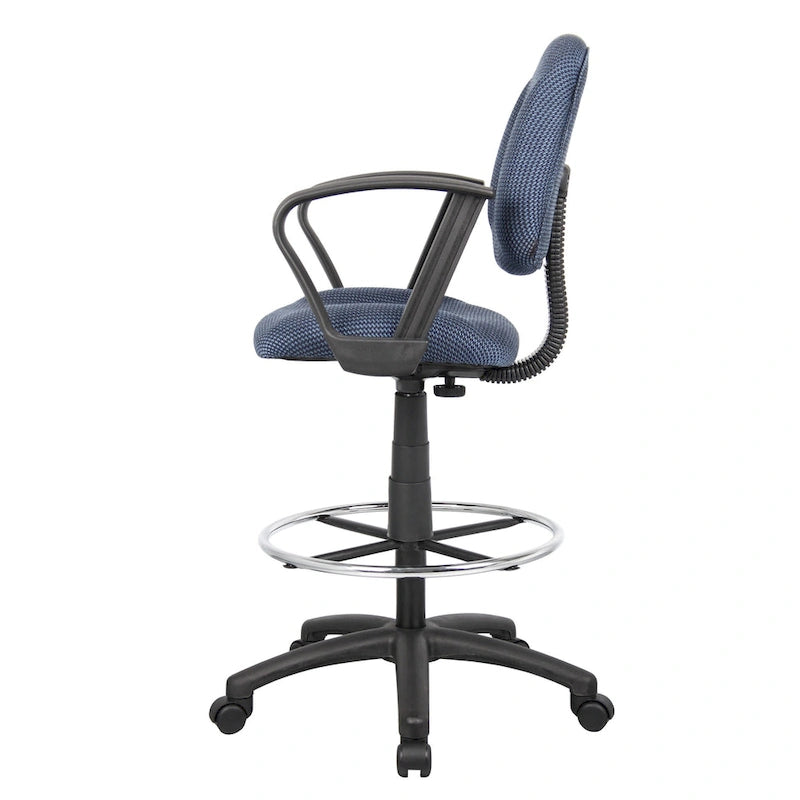 Adjustable Black Loop Arm Drafting Stool with Wheel Casters