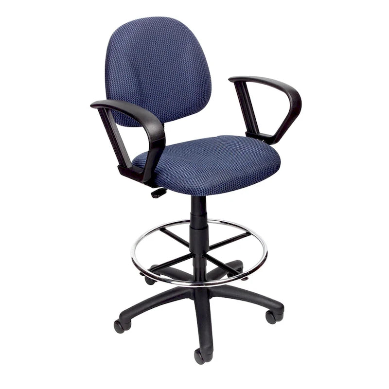 Adjustable Black Loop Arm Drafting Stool with Wheel Casters