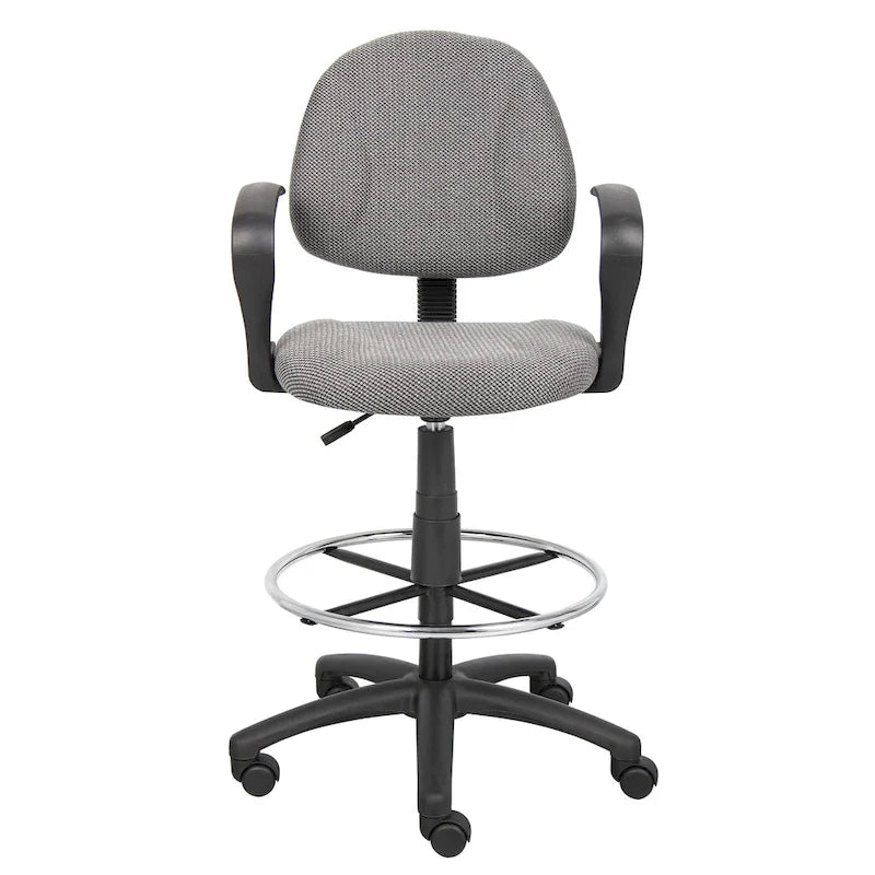Adjustable Black Loop Arm Drafting Stool with Wheel Casters