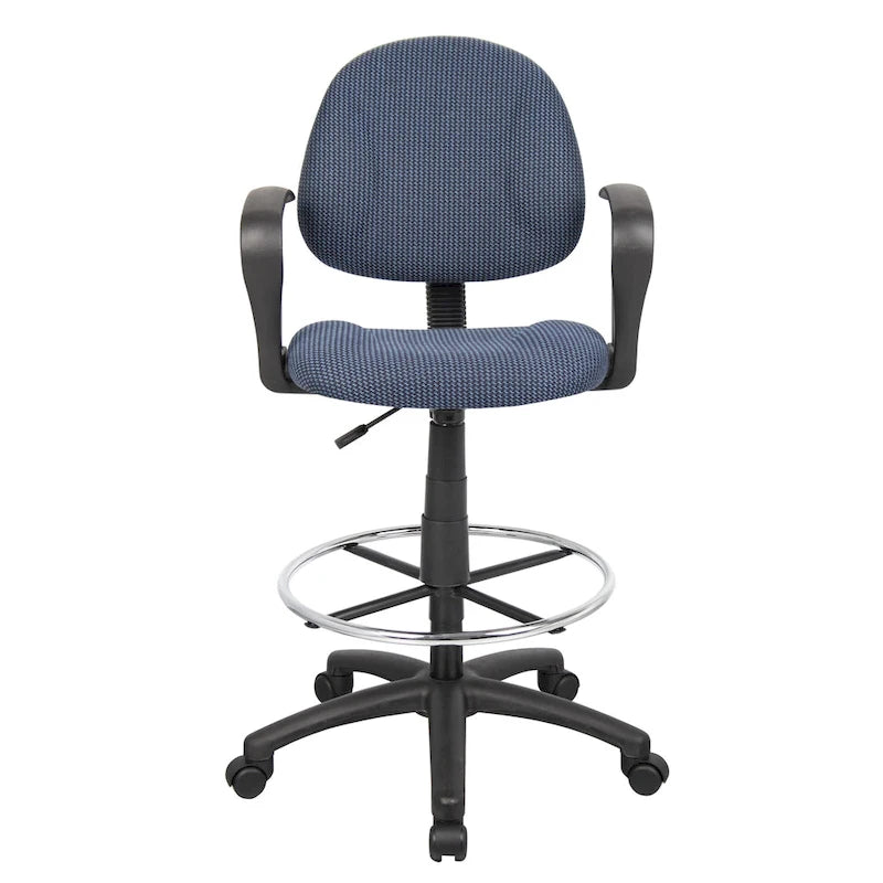 Adjustable Black Loop Arm Drafting Stool with Wheel Casters