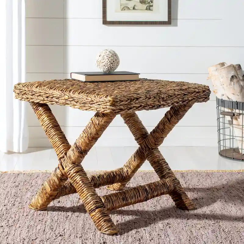 Natural Wicker x-Bench - 22 x 22 x 19.5 - 22Wx22Dx20H