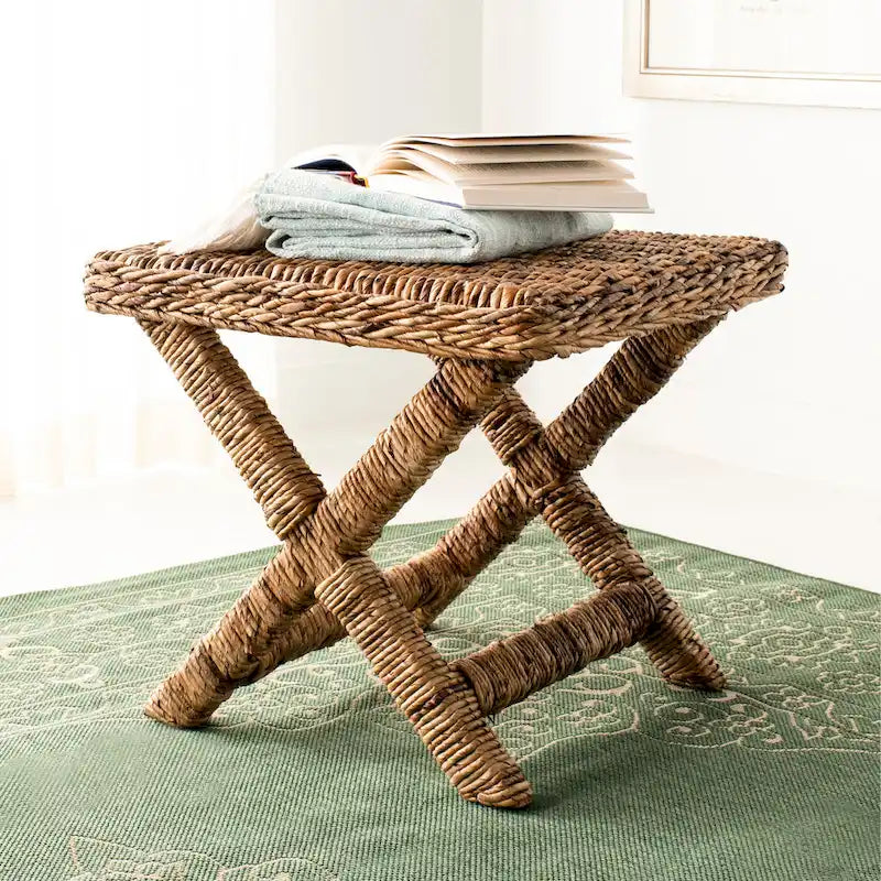 Natural Wicker x-Bench - 22 x 22 x 19.5 - 22Wx22Dx20H