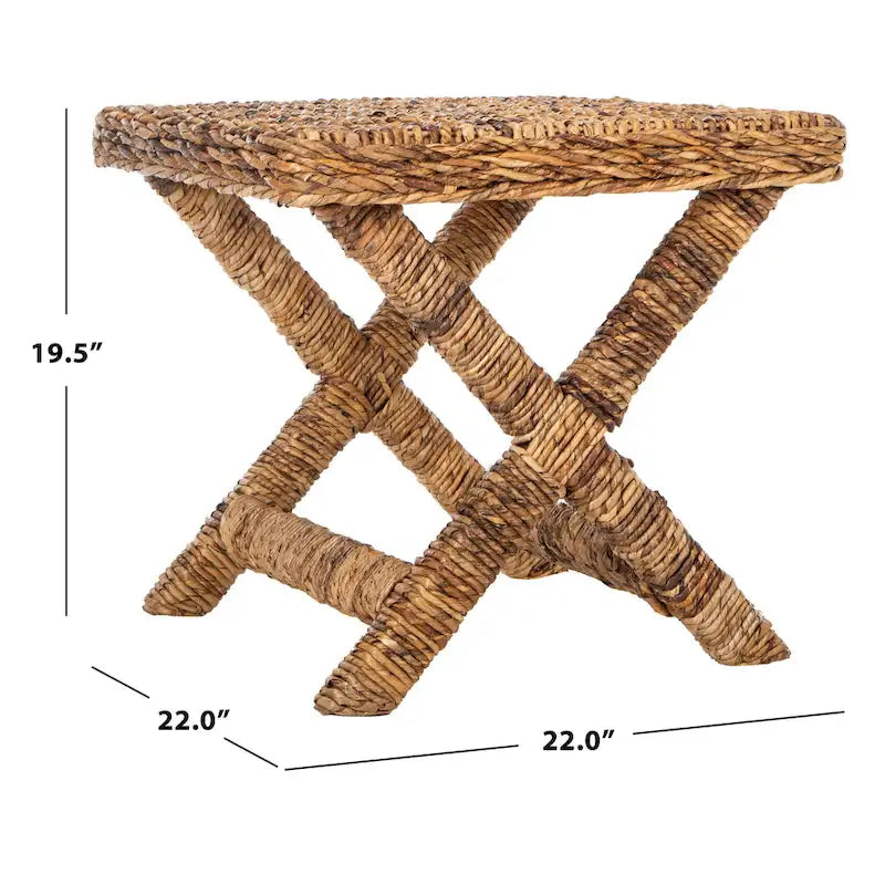 Natural Wicker x-Bench - 22 x 22 x 19.5 - 22Wx22Dx20H
