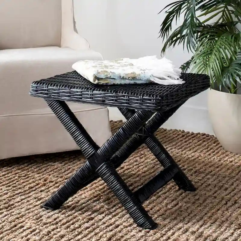 Natural Wicker x-Bench - 22 x 22 x 19.5 - 22Wx22Dx20H