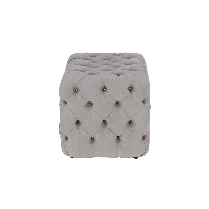 Black Tan or Grey Wood Tufted Fabric Modern Glam Ottoman Bench