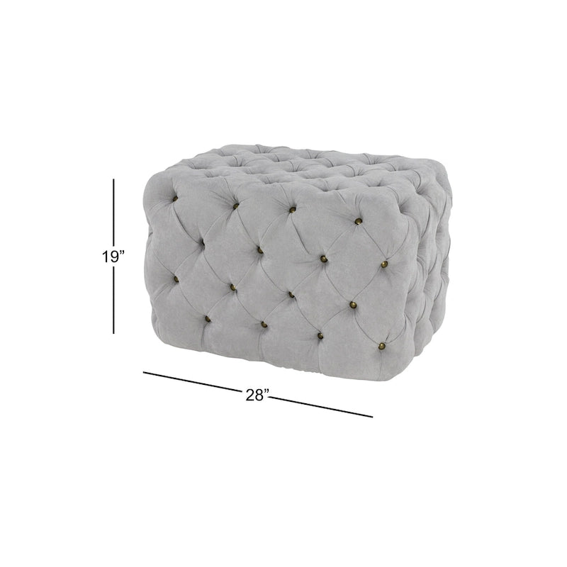 Black Tan or Grey Wood Tufted Fabric Modern Glam Ottoman Bench