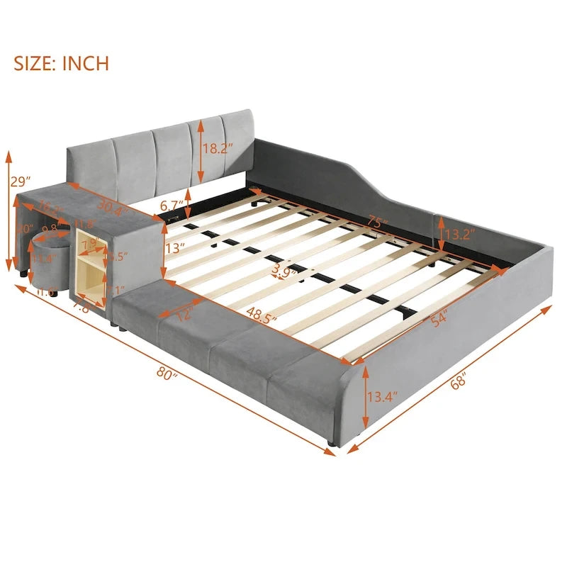 Full Size Upholstered Grounded Bed