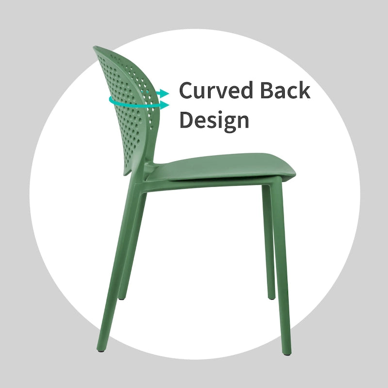 Armless Stacking Molded Matte Dining Side Chairs Patio Indoor Outdoor Kitchen Bedroom Set of 2