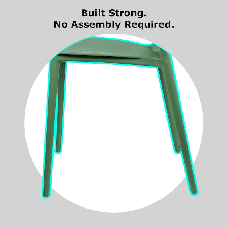 Armless Stacking Molded Matte Dining Side Chairs Patio Indoor Outdoor Kitchen Bedroom Set of 2