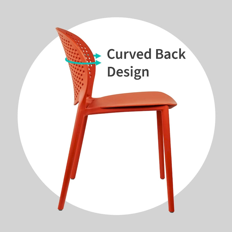 Armless Stacking Molded Matte Dining Side Chairs Patio Indoor Outdoor Kitchen Bedroom Set of 2