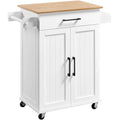 Rolling Kitchen Car with Towel Rack,Drawer, 2 Doors