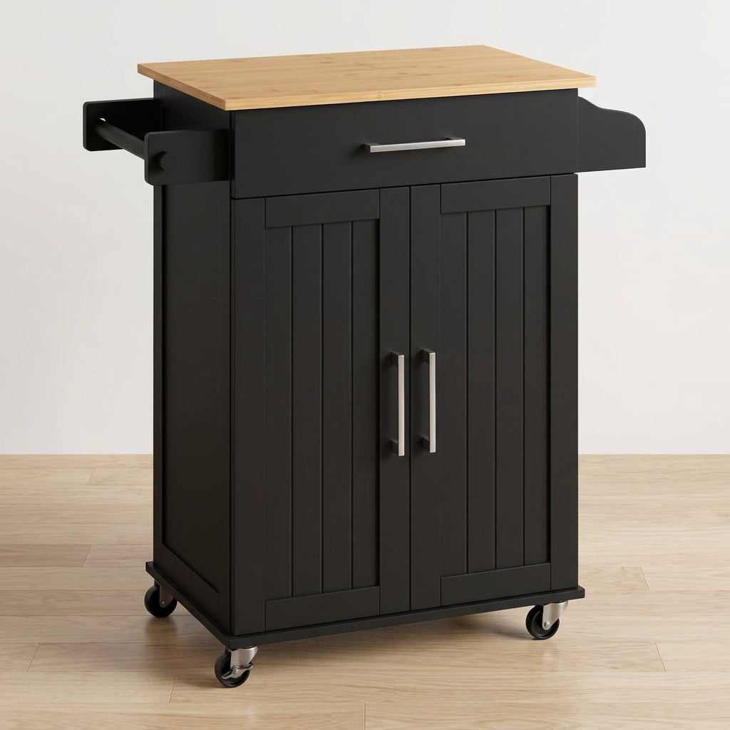 Yaheetech Rolling Kitchen Car with Towel Rack,Drawer, 2 Doors