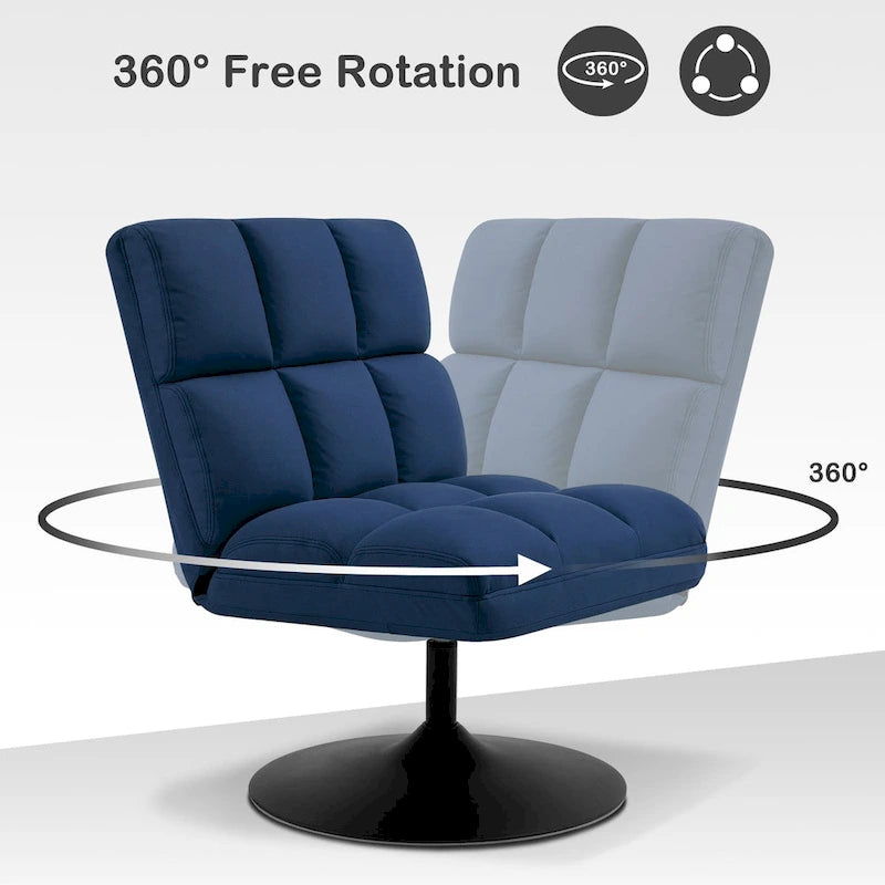 Swivel Accent Chairs, Modern Leisure Chairs for Living Room, Upholstered Armless Chair