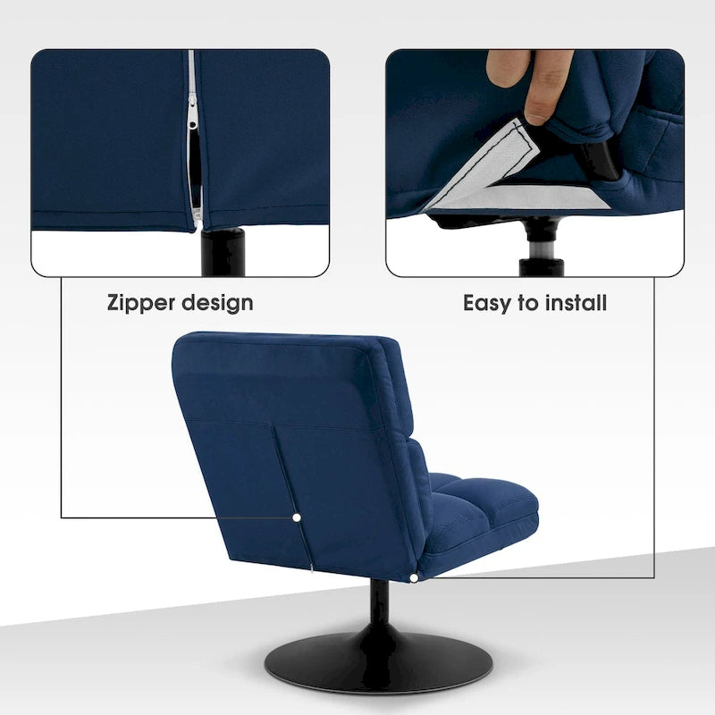 Swivel Accent Chairs, Modern Leisure Chairs for Living Room, Upholstered Armless Chair