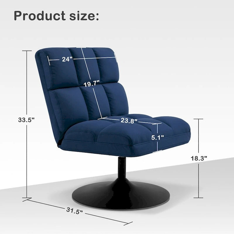 Swivel Accent Chairs, Modern Leisure Chairs for Living Room, Upholstered Armless Chair