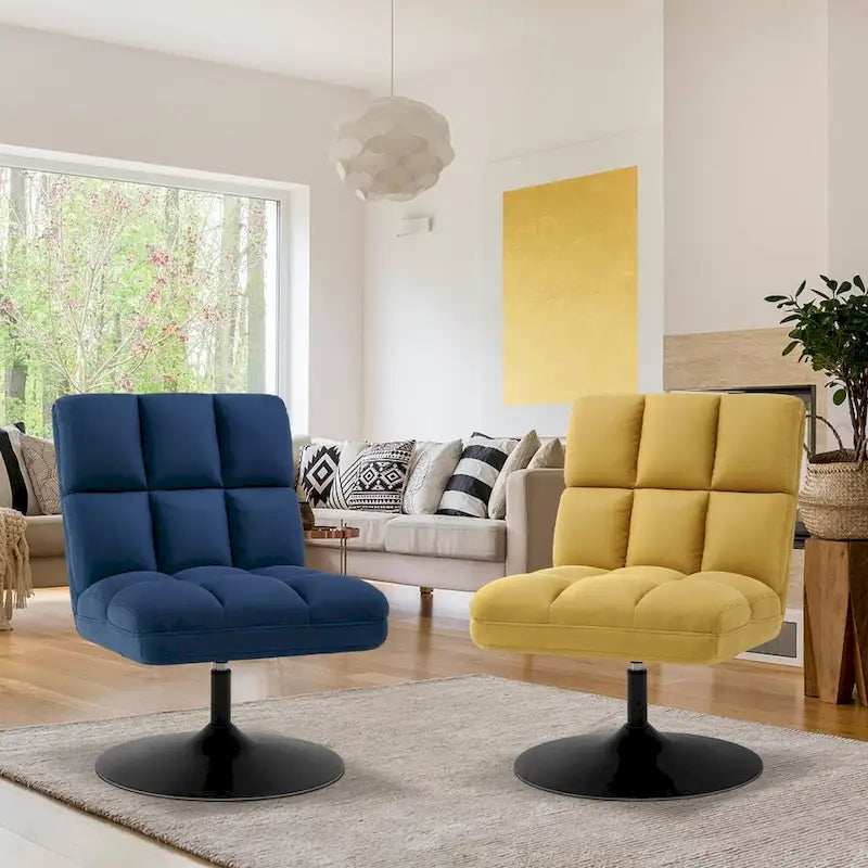 Swivel Accent Chairs, Modern Leisure Chairs for Living Room, Upholstered Armless Chair