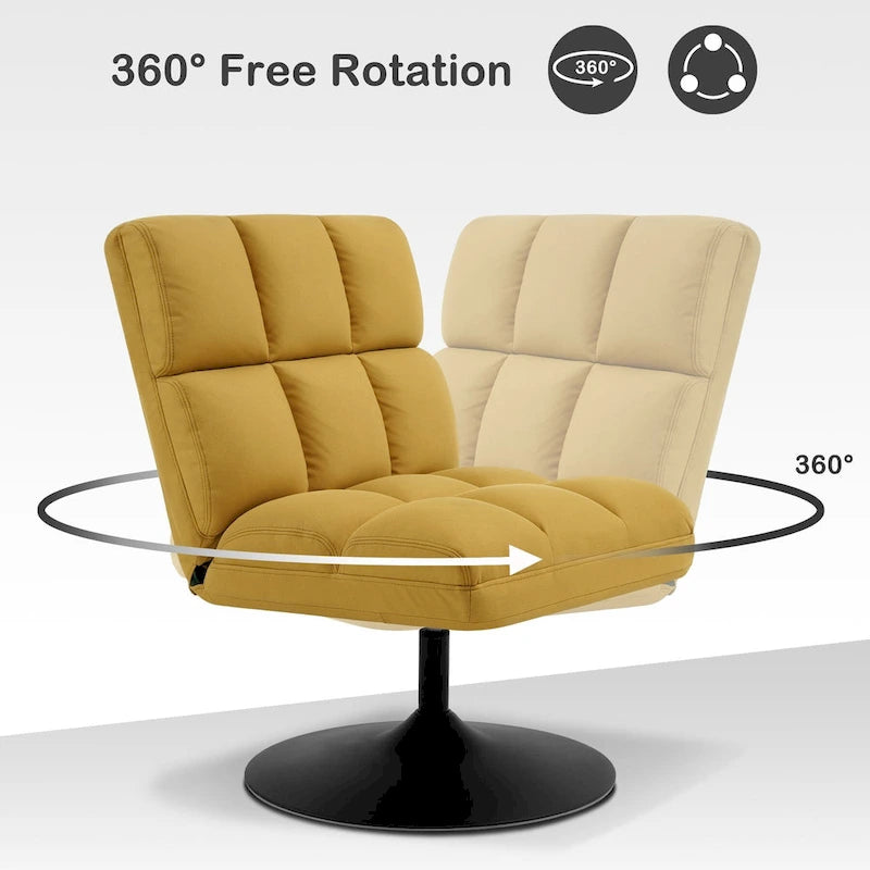 Swivel Accent Chairs, Modern Leisure Chairs for Living Room, Upholstered Armless Chair