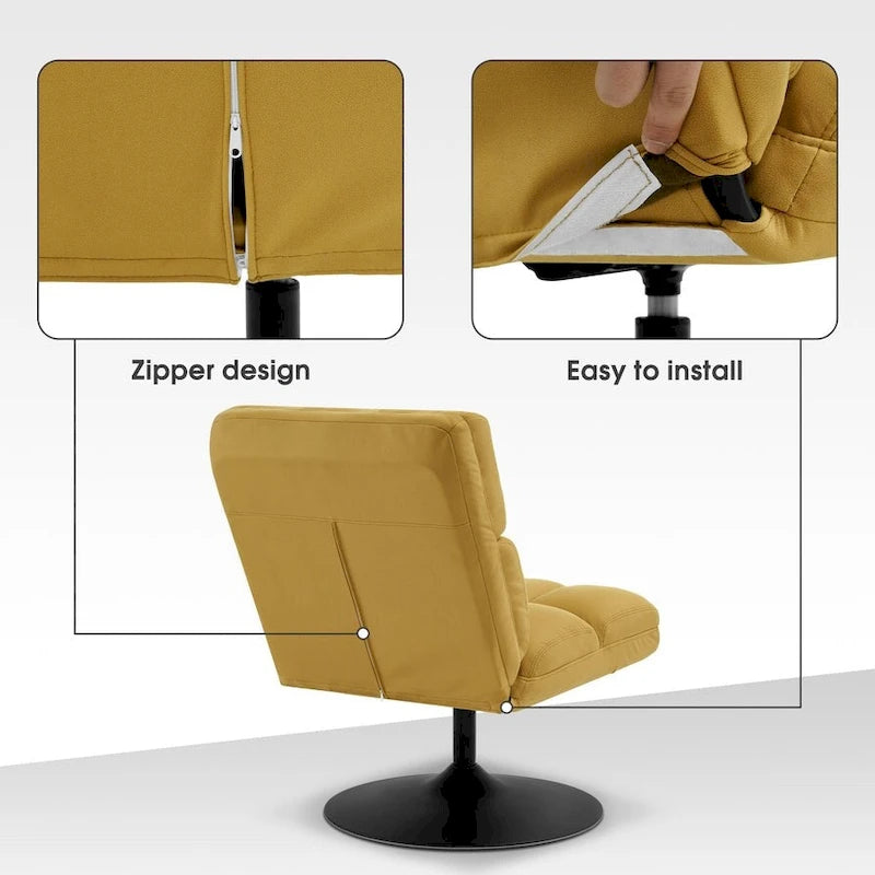 Swivel Accent Chairs, Modern Leisure Chairs for Living Room, Upholstered Armless Chair