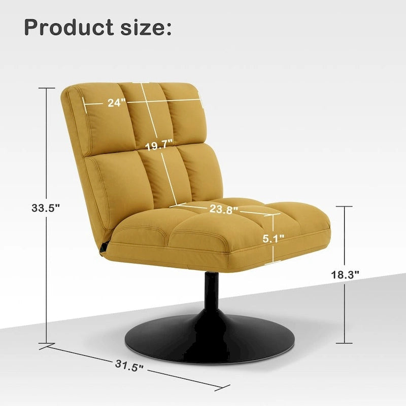 Swivel Accent Chairs, Modern Leisure Chairs for Living Room, Upholstered Armless Chair