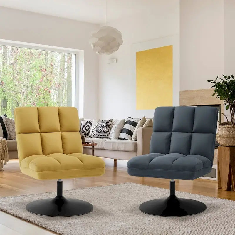 Swivel Accent Chairs, Modern Leisure Chairs for Living Room, Upholstered Armless Chair