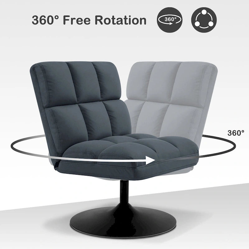 Swivel Accent Chairs, Modern Leisure Chairs for Living Room, Upholstered Armless Chair