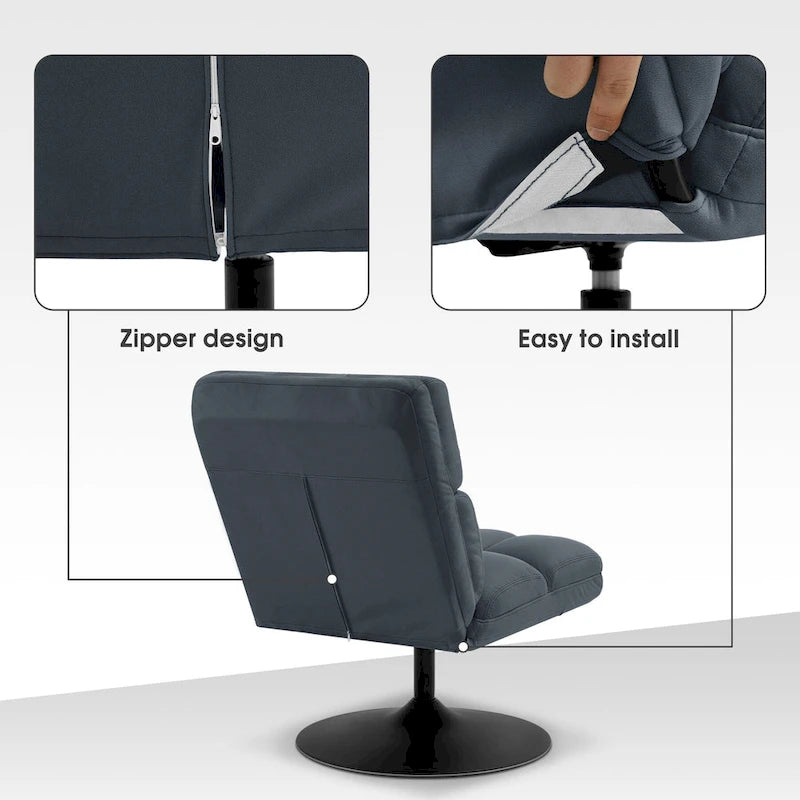 Swivel Accent Chairs, Modern Leisure Chairs for Living Room, Upholstered Armless Chair