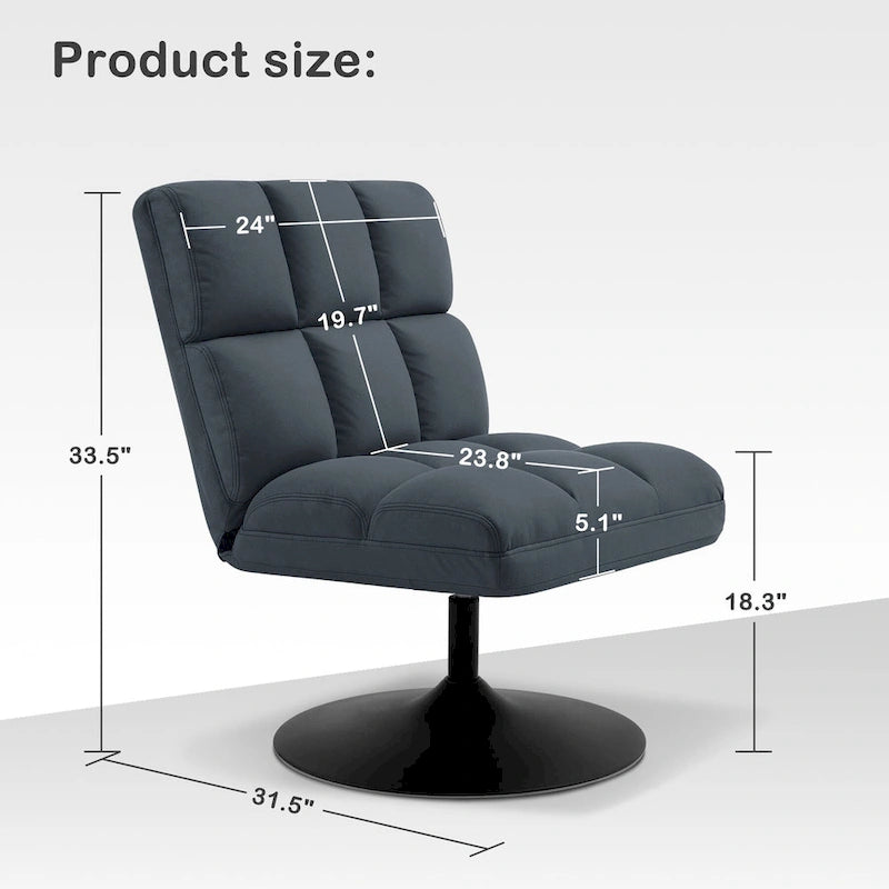 Swivel Accent Chairs, Modern Leisure Chairs for Living Room, Upholstered Armless Chair