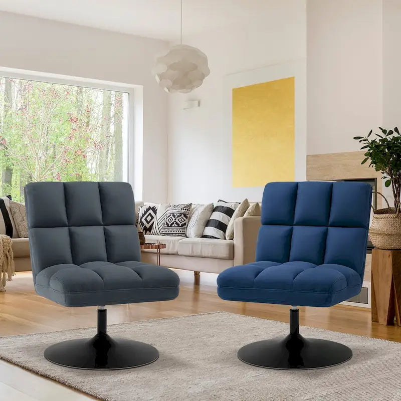 Swivel Accent Chairs, Modern Leisure Chairs for Living Room, Upholstered Armless Chair