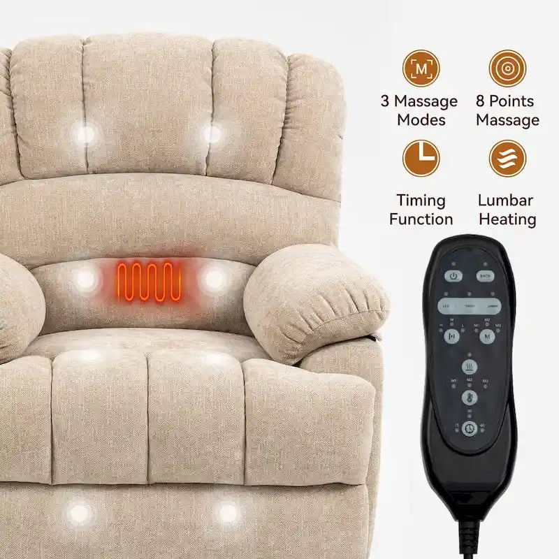 Chenille Large Electric Power Lift Massage & Heat, USB Port,Pockets