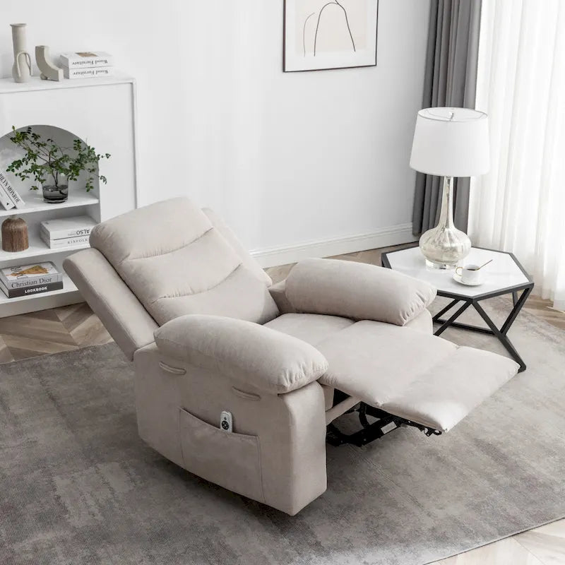 Electric recliner with seat heating and adjustable massage function