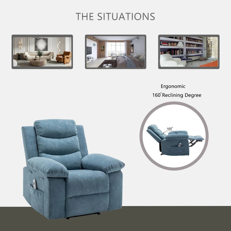 Electric recliner with seat heating and adjustable massage function