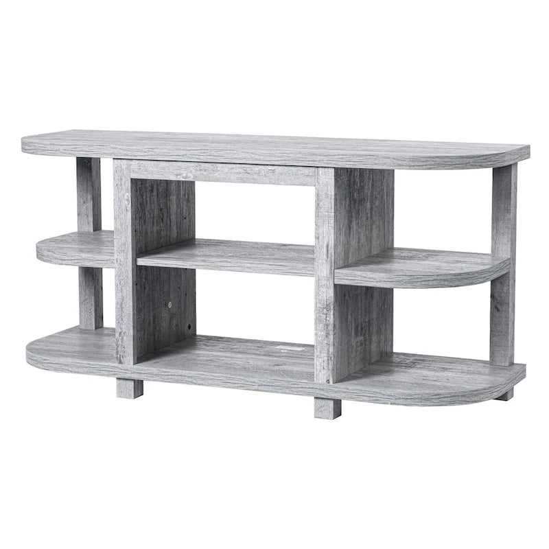 48 Light Gray Wood TV Stand with 18 Black Insert Electric Fireplace