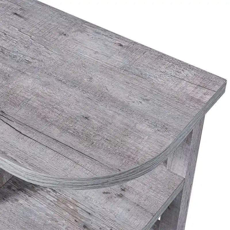 48 Light Gray Wood TV Stand with 18 Black Insert Electric Fireplace