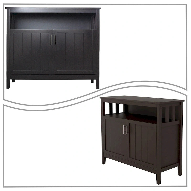 Classic Minimalist Wooden Sideboard with a Cabinet and an Open Storage Compartment