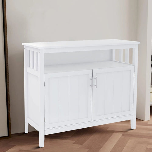Classic Minimalist Wooden Sideboard with a Cabinet and an Open Storage Compartment