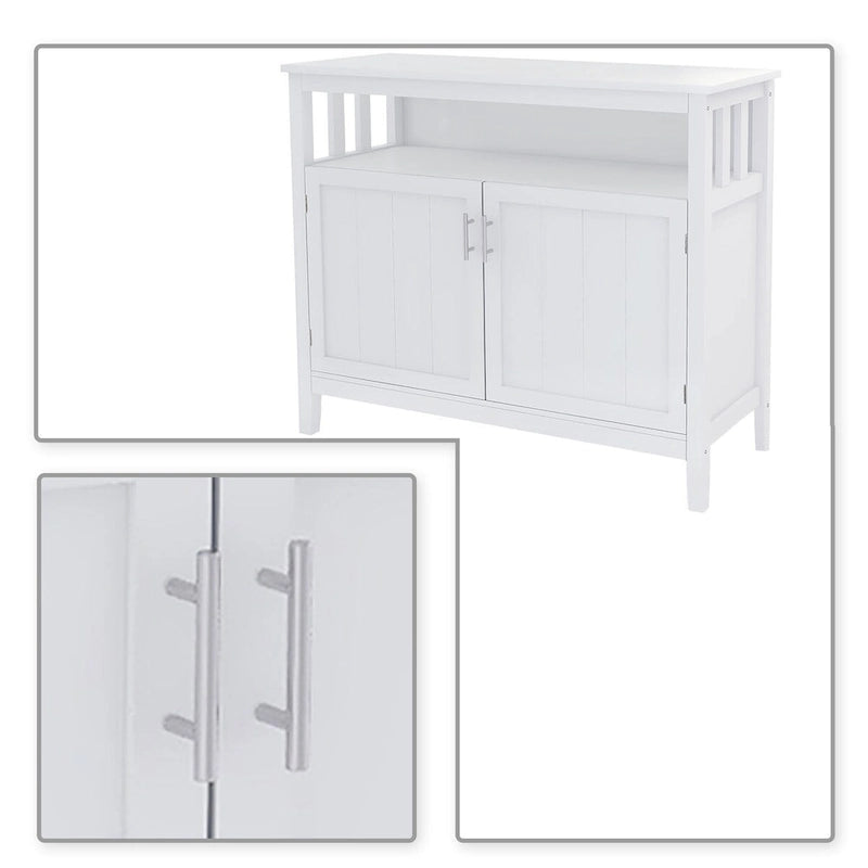 Classic Minimalist Wooden Sideboard with a Cabinet and an Open Storage Compartment