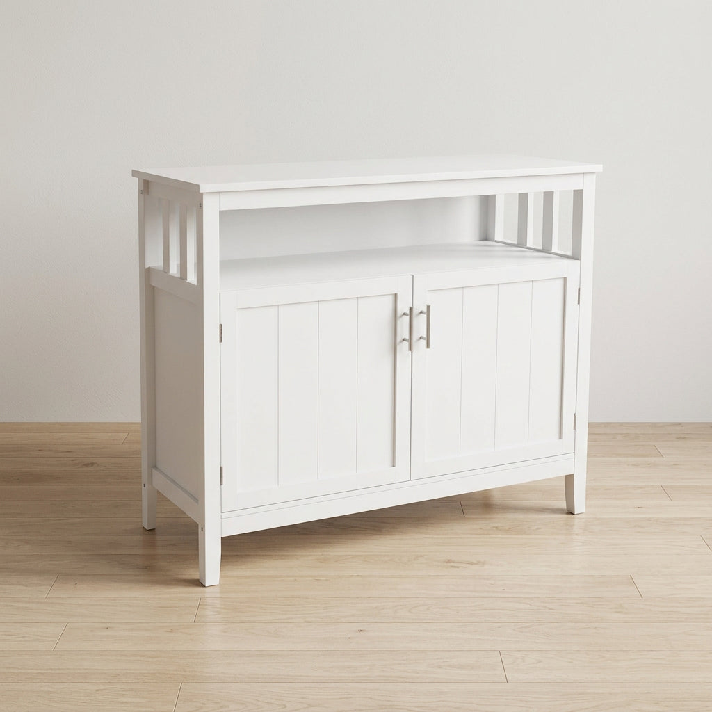 Classic Minimalist Wooden Sideboard with a Cabinet and an Open Storage Compartment
