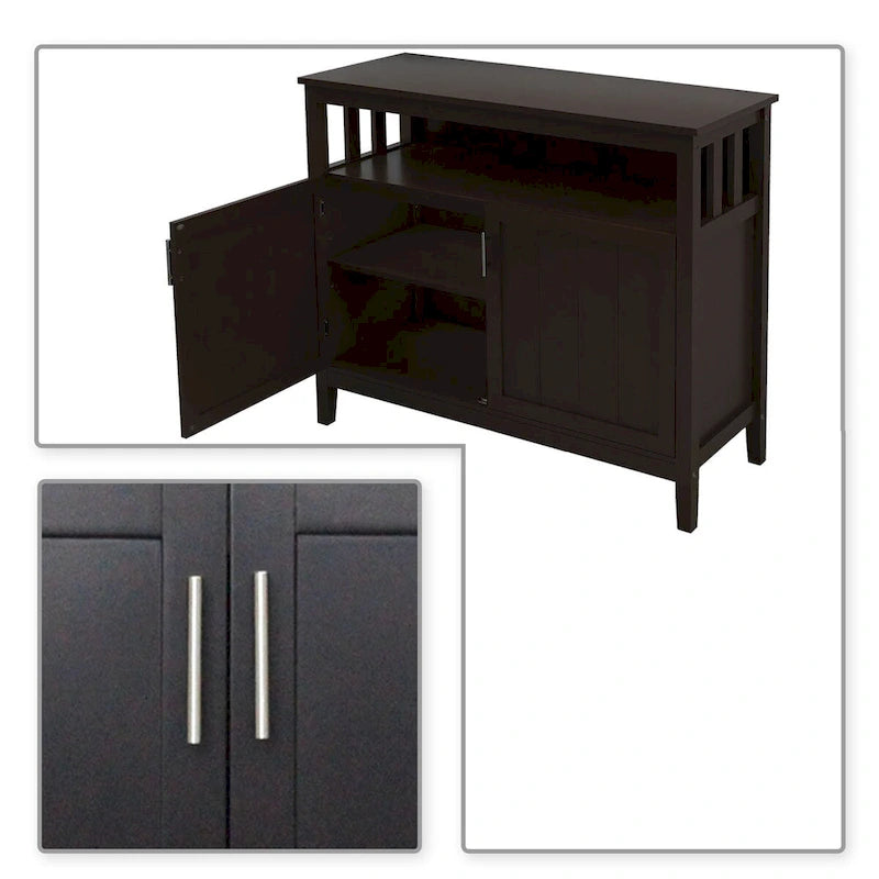 Classic Minimalist Wooden Sideboard with a Cabinet and an Open Storage Compartment