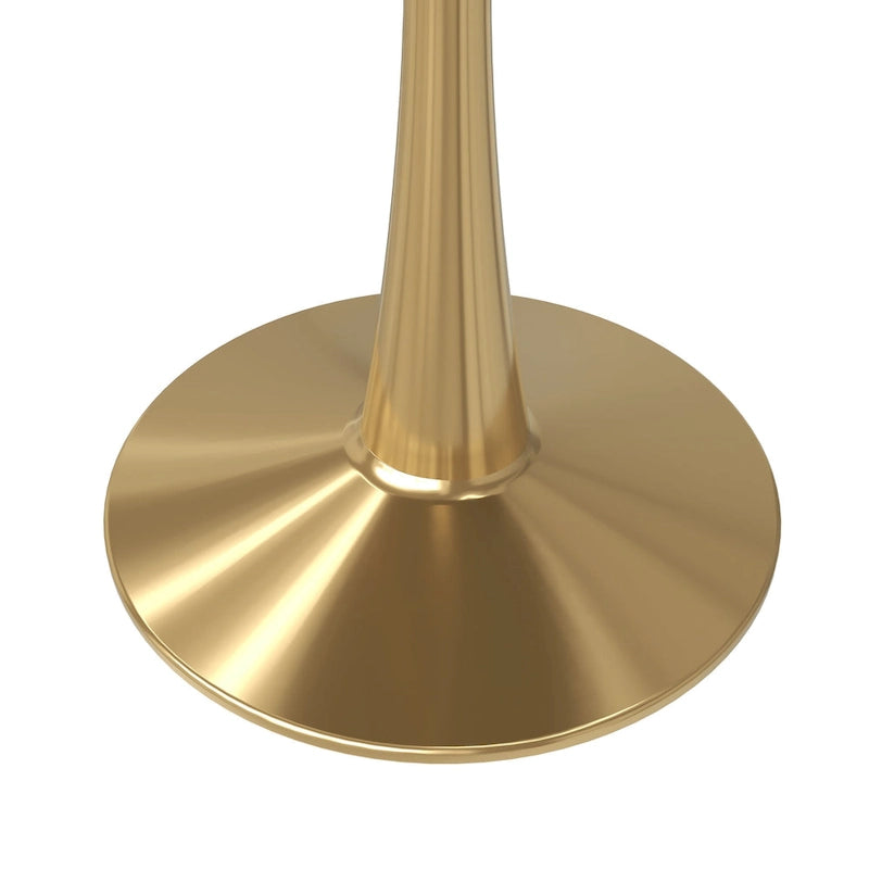 Round Dining Table for 4 with MDF Tabletop in Gold Steel Base for Kitchen & Dining Room