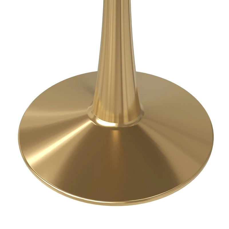 Round Dining Table for 4 with MDF Tabletop in Gold Steel Base for Kitchen & Dining Room