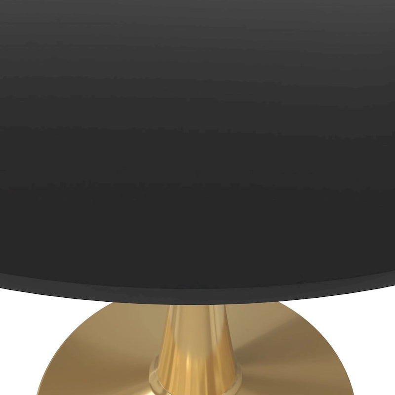 Round Dining Table for 4 with MDF Tabletop in Gold Steel Base for Kitchen & Dining Room