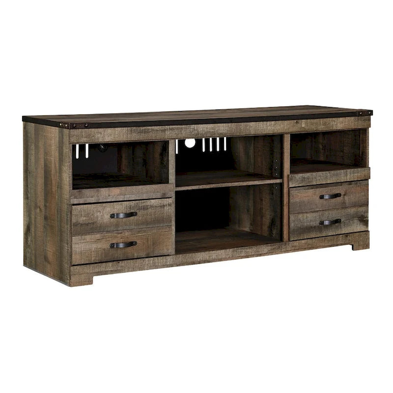 Casual Large TV Stand w/Fireplace Option Brown
