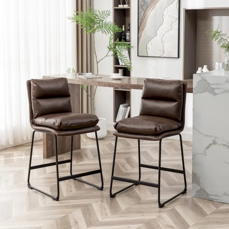 Roundhill Milos Upholstered 26-inch Counter Height Stools, Set of 2