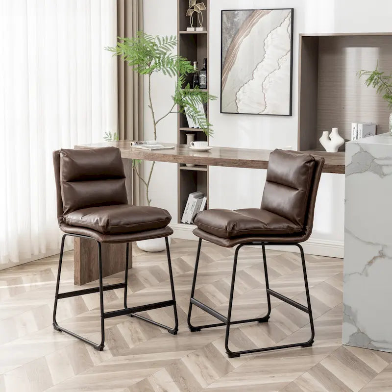 Roundhill Milos Upholstered 26-inch Counter Height Stools, Set of 2