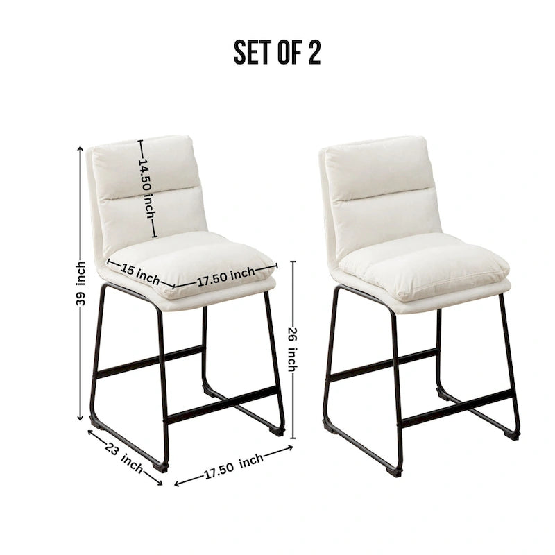 Upholstered 26-inch Counter Height Stools, Set of 2
